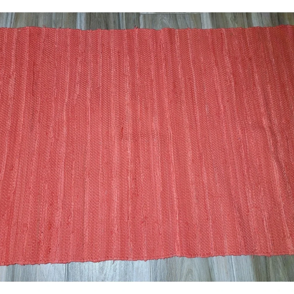 IKEA Orslev Rug 2x4 Coral Cotton Woven Tassel Throw‎ Area Rug New Tag READ